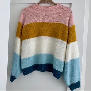 Topshop Colorblock Knit Pullover Sweater